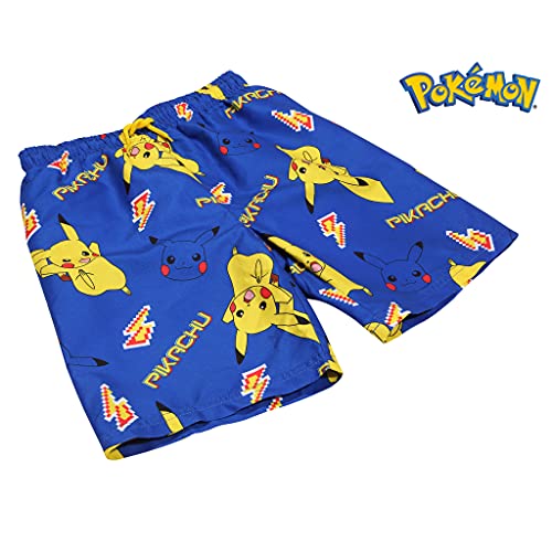 Pokemon Pikachu Running AOP - Bañador para niños | Producto oficial | Pokemon 25th Anniversary Edición Limitada, coleccionable, azul/amarillo, 9-10 Años