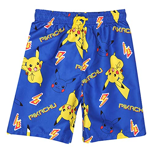 Pokemon Pikachu Running AOP - Bañador para niños | Producto oficial | Pokemon 25th Anniversary Edición Limitada, coleccionable, azul/amarillo, 9-10 Años
