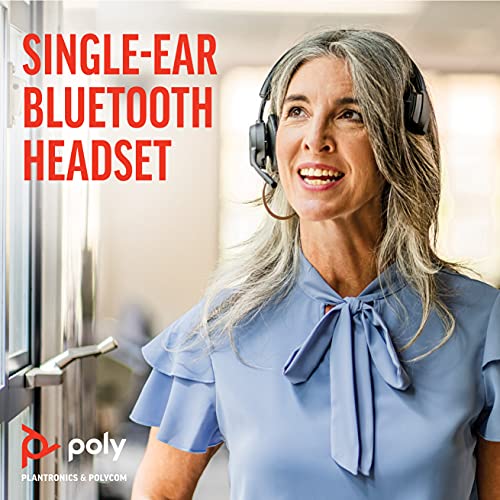 Poly - Voyager 4310 UC Wireless Headset + Charge Stand (Plantronics) - Single-Ear Headset- Connect to PC/Mac Via USB-A Bluetooth Adapter, Cell Phone Via Bluetooth-Works w/Teams (Certified), Zoom&More