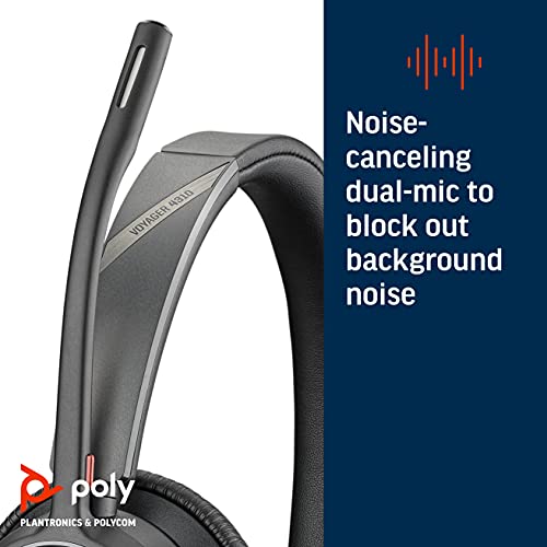 Poly - Voyager 4310 UC Wireless Headset + Charge Stand (Plantronics) - Single-Ear Headset- Connect to PC/Mac Via USB-A Bluetooth Adapter, Cell Phone Via Bluetooth-Works w/Teams (Certified), Zoom&More