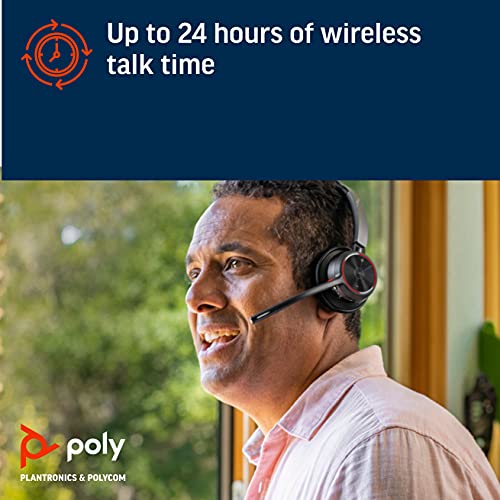 Poly - Voyager 4310 UC Wireless Headset + Charge Stand (Plantronics) - Single-Ear Headset- Connect to PC/Mac Via USB-A Bluetooth Adapter, Cell Phone Via Bluetooth-Works w/Teams (Certified), Zoom&More