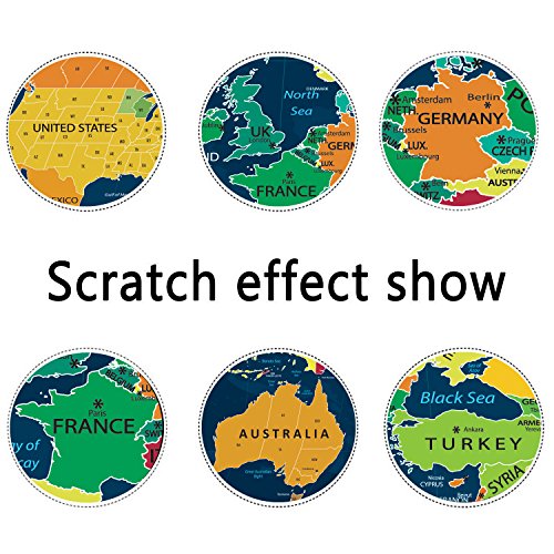 Pootack Mapa Mural para Rascar del Mundo 840*420mm, Perfecto para los Viajeros/Exploradores/Coleccionistas, Mapa Europa Rascar con Pegatinas Herramienta de Rayado, Regalos Cumpleaños Navidad Oro/Azul
