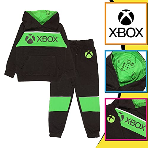 Popgear Boy's Xbox Text Logo Hoodie and Joggers Set Black Fashion, 14-15 Years
