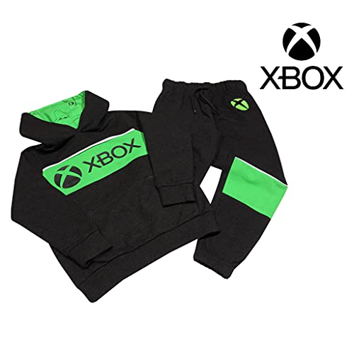 Popgear Boy's Xbox Text Logo Hoodie and Joggers Set Black Fashion, 14-15 Years