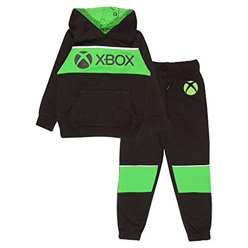 Popgear Boy's Xbox Text Logo Hoodie and Joggers Set Black Fashion, 14-15 Years