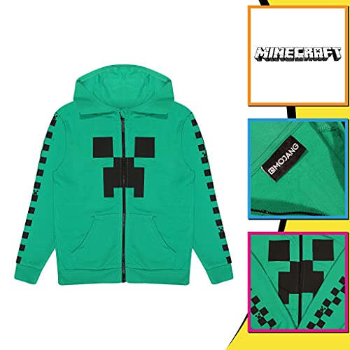 Popgear Minecraft Enredadera del Tablero de Damas de la Raya Chicos Zippped con Capucha Verde 134