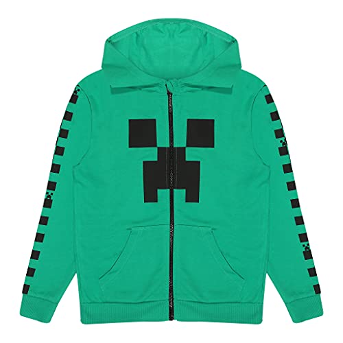Popgear Minecraft Enredadera del Tablero de Damas de la Raya Chicos Zippped con Capucha Verde 134