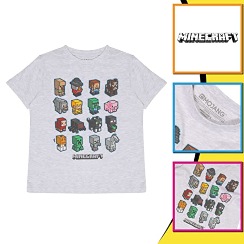 Popgear Minecraft Mini Mobs Boys T-Shirt Heather Grey Camiseta, Gris, 6-7 Años para Niños