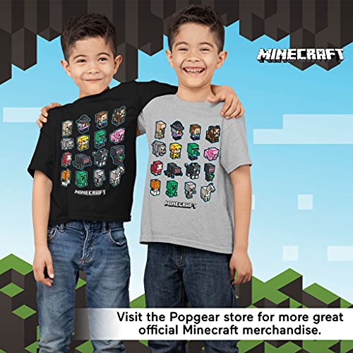 Popgear Minecraft Mini Mobs Boys T-Shirt Heather Grey Camiseta, Gris, 6-7 Años para Niños