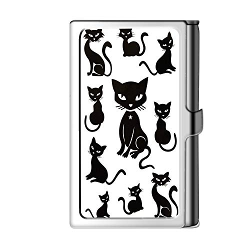 Porta tarjeta de visita con diseño astillado, caja de crédito con nombre de monedero de acero inoxidable para hombres y mujeres-Cat