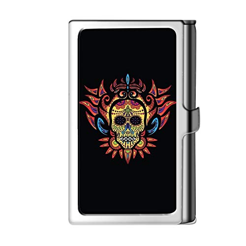 Porta tarjeta de visita con diseño astillado, caja de crédito con nombre de monedero de acero inoxidable para hombres y mujeres-Skull