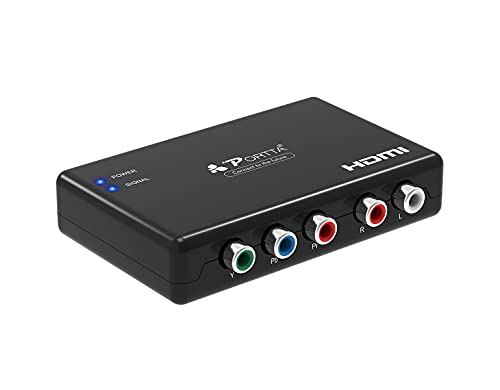 Portta Componente a HDMI Convertidor YPbPr RGB + R/L a HDMI Converter Adaptador con Audio 1: 1 Transmisión Soporte HD 1080P para PS2 PS3 STB Xbox360 DVD HDTV Proyector Monitor