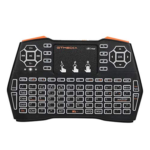 Portugués retroiluminado Mini Teclado inalámbrico Combo de Mouse I8X Plus, Control Remoto USB Teclado Recargable con Panel táctil para Smart TV/Xbox/computadora/Ordenador portátil