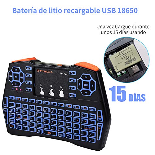 Portugués retroiluminado Mini Teclado inalámbrico Combo de Mouse I8X Plus, Control Remoto USB Teclado Recargable con Panel táctil para Smart TV/Xbox/computadora/Ordenador portátil