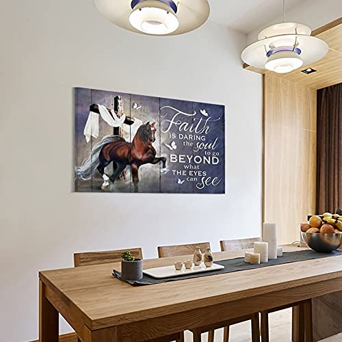 Póster de caballo Lpj Faith Is Daring The Soul To Go Beyond en lienzo y arte para pared, diseño moderno de la familia de 60 x 90 cm