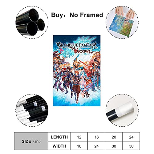 Póster de juego Granblue Fantasy Versus Canvas Poster Decoración de dormitorio Deportes Paisaje Oficina Decoración Regalo Unframe: 30 x 45 cm