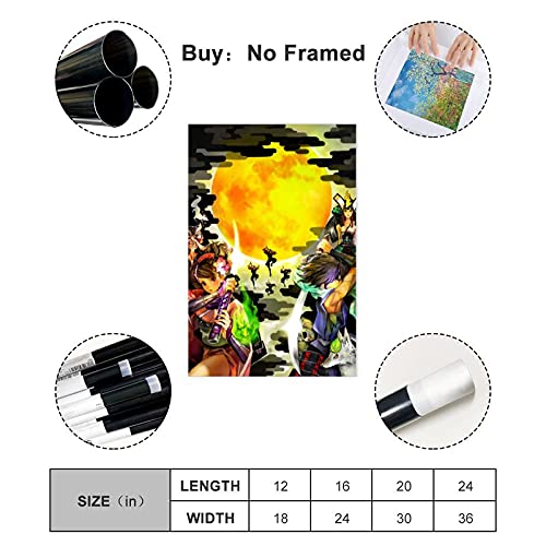 Póster de Muramasa The Demon Blade 8 en lienzo para decoración de la sala de estar, dormitorio, 60 x 90 cm. Unframe: