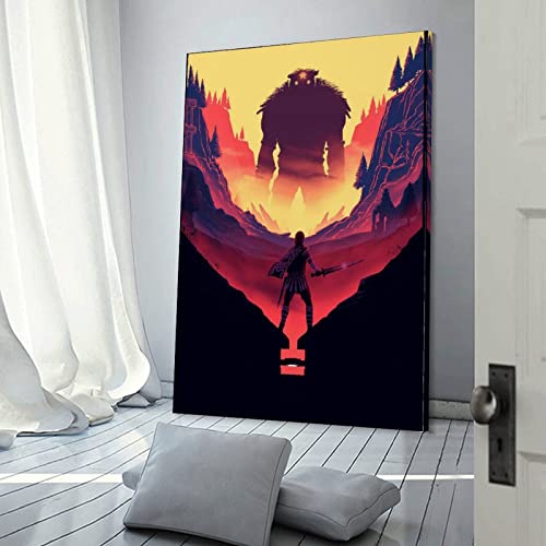 Póster moderno de la sombra del coloso para decoración de dormitorio familiar, póster de lienzo para pared de sala de estar, pintura de dormitorio, 50 x 75 cm