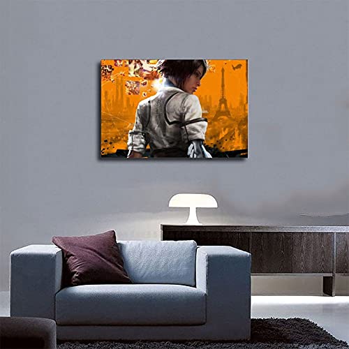 Pósteres de la cubierta del juego de Remember Me 1 póster de lona para decoración del dormitorio, paisaje, oficina, habitación, marco de regalo, 124 x 36 pulgadas (60 x 90 cm)