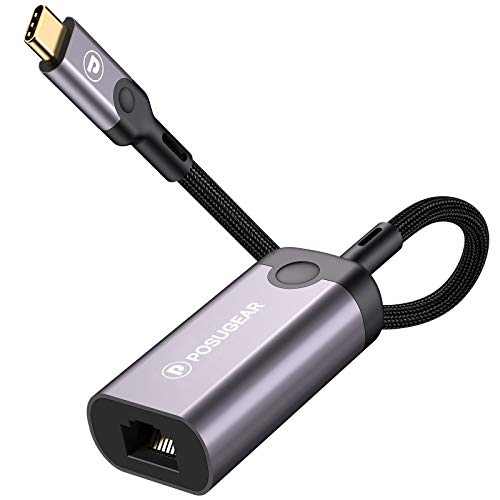 POSUGEAR Adaptador USB C Ethernet, USB C a RJ45 Gigabit Ethernet LAN Cable Adaptador de Red 1024 Mbps Compatible para Windows 10/8.1/8/7/XP/Vista,Linux, Nintendo Switch, XPS15/13, Samsung Tabs