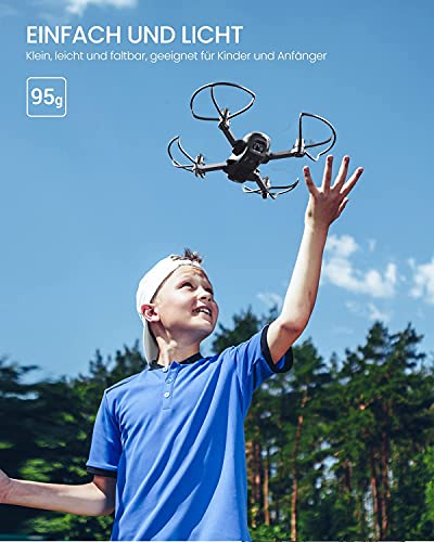 Potensic Elfin 2K Drone con Cámara, Dron WiFi con 20 Minutos Vuelo, Posicionamiento Flujo Óptico, Control Gestos, Quadcopter Helicóptero con Headless Modo, Vuelo de Trayectoria, con Bolsa