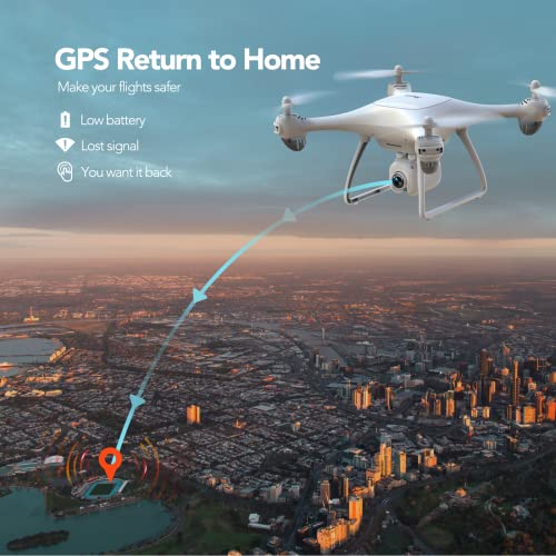Potensic GPS Drone Profesional con EIS Cámara 2.7K, 5.8Ghz WiFi FPV Transmisión Video Drones para Adultos, 40 Mins de Largo, Tiempo de Vuelo (2 Baterias + Maletín de Transporte)