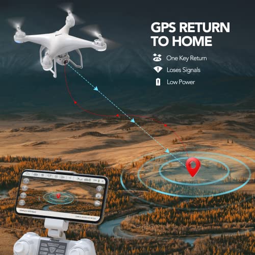 Potensic T25 Drone GPS de 9 Ejes Remoto Giroscopio Mejorado con 120 ° de Ángulo Amplio Ajustable Cámara, Drone Profesional para Adulto (Dos baterías + Maletín de Transporte)