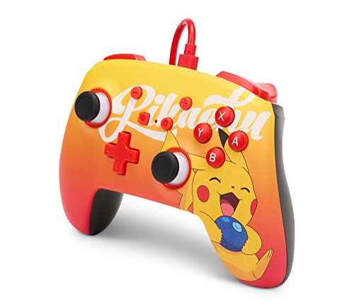 Power A - Mando con cable, salida de audio y botones programables, de color naranja Berry happy Pikachu para Nintendo switch (Nintendo Switch)