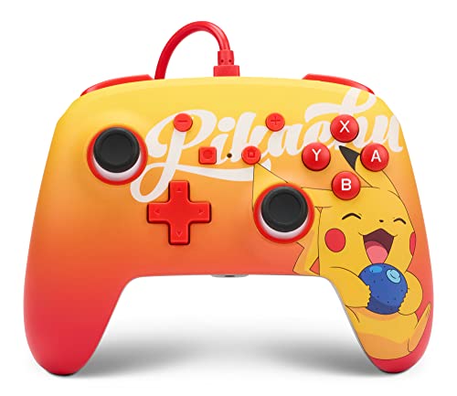 Power A - Mando con cable, salida de audio y botones programables, de color naranja Berry happy Pikachu para Nintendo switch (Nintendo Switch)