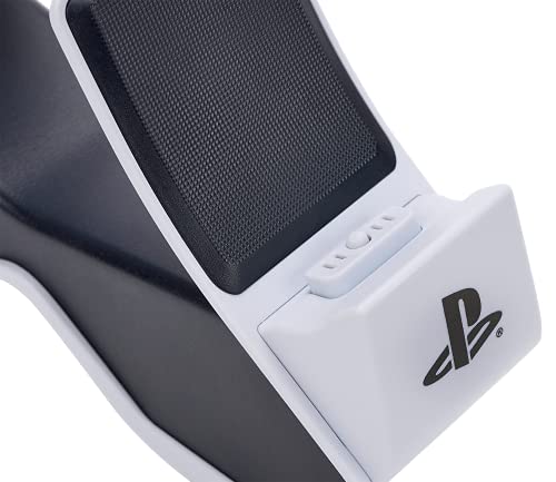 PowerA Cargador Rápido Dual para 2 x Mandos Inalámbricos DualSense, Estación Doble de Carga para Mandos de Sony PlayStation 5 (Gris/Negro)