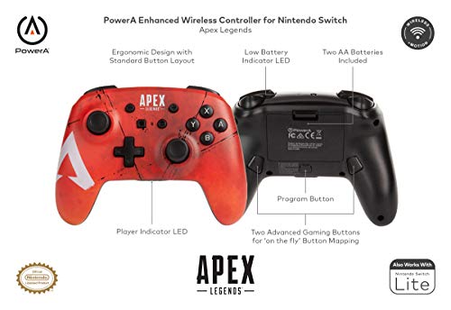 PowerA - Mando inalámbrico mejorado para Nintendo Switch y Nintendo Switch Lite, Bluetooth, diseño de Apex Legends, pilas AA