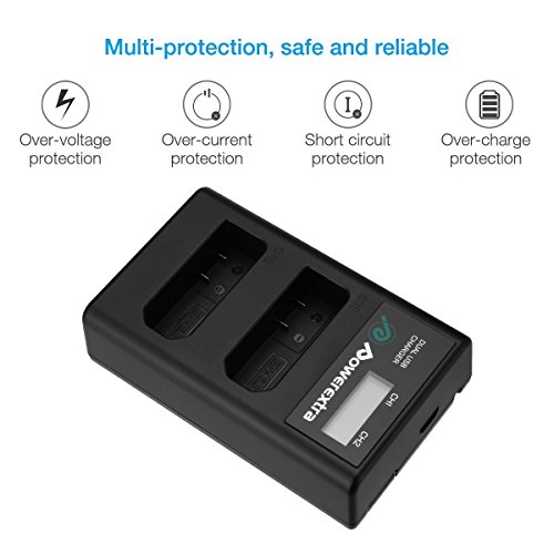 Powerextra Batería de Repuesto LP-E17 1350mAh con Cargador Pantalla LCD para Canon LP E17 Canon EOS Rebel T6i Rebel T6 Rebel T7i 750D 760D 8000D Kiss X8i 800D 77D 200D EOS SL2 EOS M3 EOS M6 EOS M5