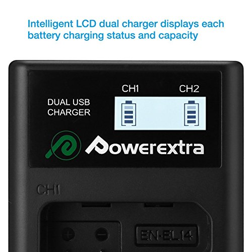 Powerextra Batería de Repuesto LP-E17 1350mAh con Cargador Pantalla LCD para Canon LP E17 Canon EOS Rebel T6i Rebel T6 Rebel T7i 750D 760D 8000D Kiss X8i 800D 77D 200D EOS SL2 EOS M3 EOS M6 EOS M5
