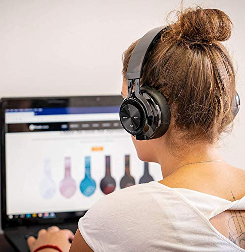 PowerLocus Bluetooth Auriculares Diadema P3,[Bluetooth 5.0,40h de música] Cascos Bluetooth Inalámbrico Plegable Casco Bluetooth y Audio Cable Sonido Estéreo con Micrófono para iPhone, Móviles, TV, PC