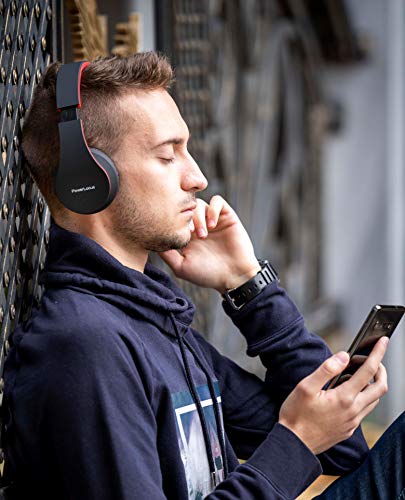 PowerLocus P1 – Auriculares Bluetooth inalambricos de Diadema Cascos Plegables, Casco Bluetooth con Sonido Estéreo con Conexión a Bluetooth Inalámbrico y Audio Cable para Movil, PC, Tablet - Oro Rosa