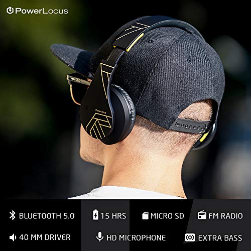 PowerLocus P2 – Auriculares Bluetooth inalambricos de Diadema Cascos Plegables, Casco Bluetooth con Sonido Estéreo Micro SD/TF, FM con micrófono y Audio Cable para iPhone/Samsung/iPad/Huawei/PC