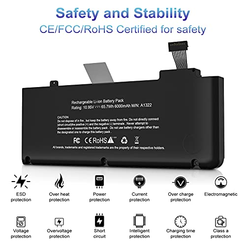 POWEROWL A1322 A1278 Batería para MacBook Pro 13"[Mediados de 2012 2010 2009 Principios de 2011 y Finales de 2011], Apto para MacBookPro 5,5 7,1 8,1 9,2 MacBook Pro A1278 A1322 Batería