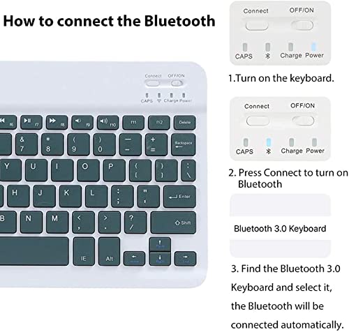 Preciosa funda con teclado para iPad 10.2 para iPad de 9a / 8a / 7a generación, funda con teclado para iPad de 10,2 pulgadas con portalápices y ratón de teclado desmontable (verde azulado)