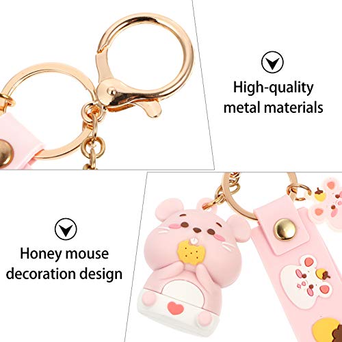 PRETYZOOM Key Pendant Metal Cartoon Mouse Key Chain Key Ring Adorable Purse Bag Phone Charm Colgante Decoración para Niño Juguete Navidad Año Nuevo Favores Regalo (Rosa)