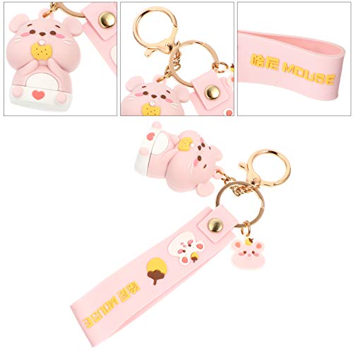 PRETYZOOM Key Pendant Metal Cartoon Mouse Key Chain Key Ring Adorable Purse Bag Phone Charm Colgante Decoración para Niño Juguete Navidad Año Nuevo Favores Regalo (Rosa)