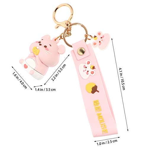 PRETYZOOM Key Pendant Metal Cartoon Mouse Key Chain Key Ring Adorable Purse Bag Phone Charm Colgante Decoración para Niño Juguete Navidad Año Nuevo Favores Regalo (Rosa)