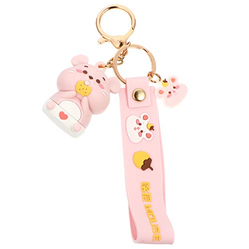 PRETYZOOM Key Pendant Metal Cartoon Mouse Key Chain Key Ring Adorable Purse Bag Phone Charm Colgante Decoración para Niño Juguete Navidad Año Nuevo Favores Regalo (Rosa)
