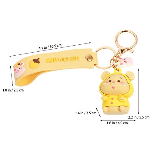 PRETYZOOM Key Pendant Metal Cartoon Mouse Key Chain Key Ring Adorable Purse Bag Phone Charm Colgante Decoración para Niño Juguete Navidad Año Nuevo Favores Regalo (Amarillo)