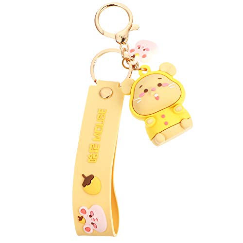PRETYZOOM Key Pendant Metal Cartoon Mouse Key Chain Key Ring Adorable Purse Bag Phone Charm Colgante Decoración para Niño Juguete Navidad Año Nuevo Favores Regalo (Amarillo)