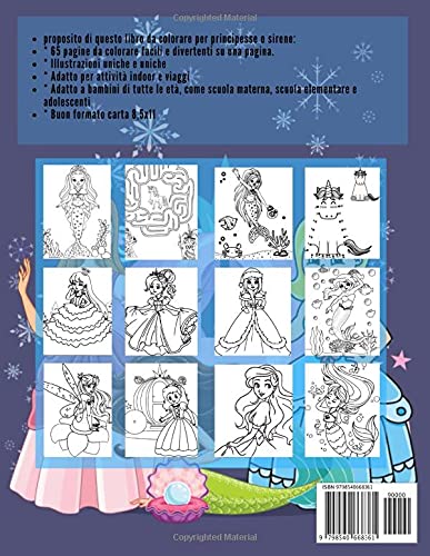 Principessa avventuriera Sirena Fata Per 4-8 anni: fantastico album per bambini, facile da colorare, con pagine bellissime, immagini uniche con retro ... li farà divertire, ottimo come idea regalo