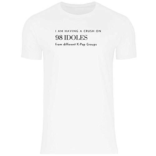 Print Dynastie Camiseta para Hombre KPOP Trainee Idol Koreaboo Korean Listas de música Pop Star Seúl Corea del Sur, Tamaño:XS, Color:Crush On 98 White