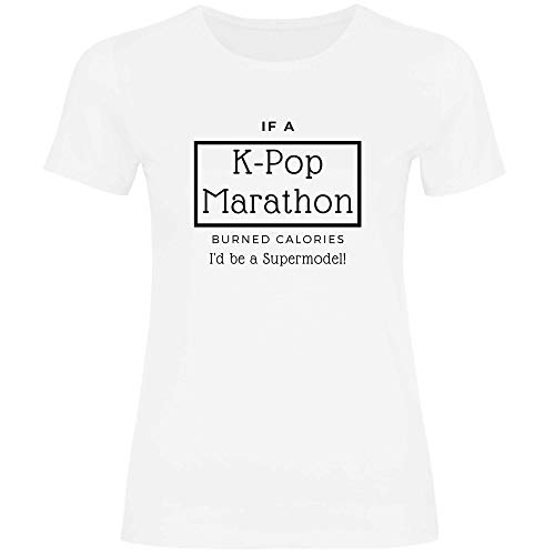 Print Dynastie Camiseta para Mujer KPOP Trainee Idol Koreaboo Korean Listas de música Pop Star Seúl Corea del Sur, Tamaño:XS, Color:K-Pop Marathon White