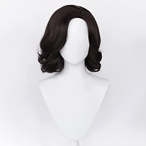 PRIOUTZ Vampiro Señora Alcina Dimitrescu Cosplay peluca Madam Biohazard Retro corto negro ondulado pelo mujeres anime partido Pelucas