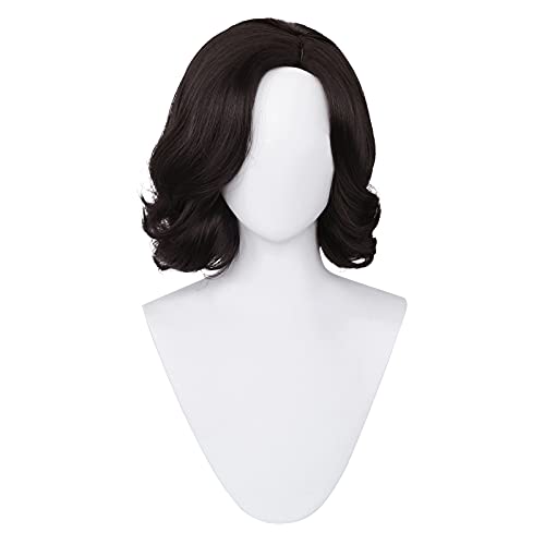 PRIOUTZ Vampiro Señora Alcina Dimitrescu Cosplay peluca Madam Biohazard Retro corto negro ondulado pelo mujeres anime partido Pelucas