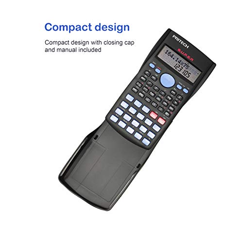 Pritech - Calculadora científica (240 funciones, 24 niveles de paréntesis), color gris oscuro, estilo FX-82MS CC-0109